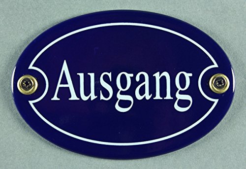 Buddel Bini Emaille Türschild Ausgang blau oval 7x10 cm Schild Emailleschild Metallschild Blechschild