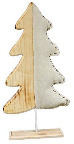 GILDE Deko Baum Tannenbaum - groß - Figur aus Holz mit gepolstertem Jute-Stoff - 50 x 21 x 6 cm