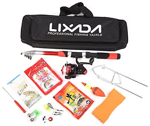 Lixada Fishing Rod Reel Set Telescopic Fishing Rod Reel Combo Kit with Fishing Rod Fishing Reel Fishing Lures Hooks Bag Necessary Fishing Accessories
