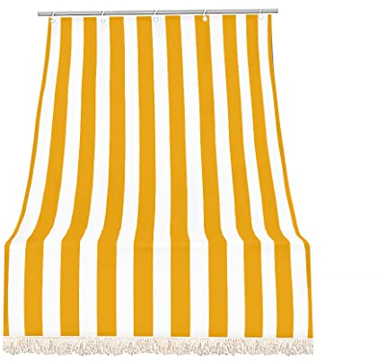 IlGruppone Tenda da Sole Tessuto Resistente per Esterno, Terrazzo, con Anelli Lavabile Frange Pizzo, da Balcone - Giallo - 280x295 cm