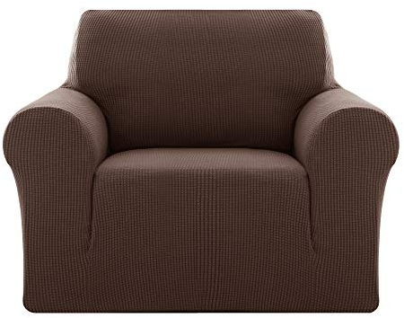 Deconovo Sesselbezug für 1-Sitzer, Jacquard, schokoladenfarben, Bezug für Sessel, Entspannung, Wohnzimmer, Dekoration von Sesseln im Wohnzimmer