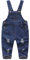KIDSCOOL SPACE Salopette di Jeans Strappati per Bebè e Bebè in Puro Cotone Blu/Nero,Blu,6-12 Mesi