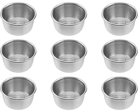 TOPBATHY Mini Dip Bowls 9PCS Stainless Steel Sauce Pots Sushi Dishes Dipping Bowl Mini Round Sauce Cup Seasoning Dish for Dipping Seasoning Appetizing Snacks Fruits