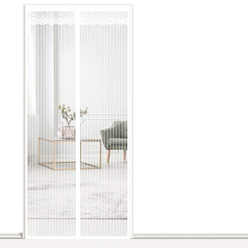 AMZERO Zanzariera Magnetica Finestra, 105x250cm Magnetico Velcro Zanzariera Magnetica Chiudi Automaticamente per Casa Ufficio, Bianco