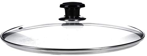 DL-pro Tapa de cristal universal de 160 mm de diámetro con mango de botón y borde protector de acero inoxidable para ollas y sartenes
