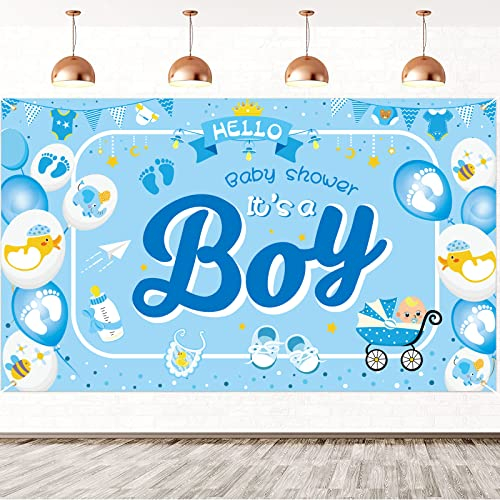 DPKOW It's a Boy Banner für Babyparty Dekoration für Jungen, Baby Shower Innen Haus Dekoration, Babydusche Foto Hintergrund Dekoration, Babyparty Wand Raum Dekoration, 185 * 110cm Stoff