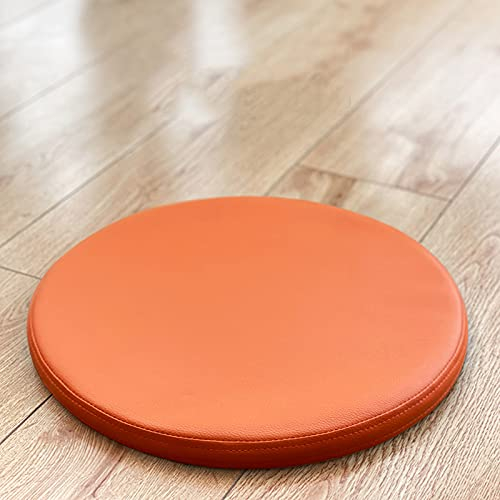 ZZZYZ Runde Leder Sitzkissen Komfürt Atmungsaktiv Memory Foam Stuhlkissen Büro Tatami Meditationskissen Sitzpolster Für Bürostuhl Lounge Chair-Orange 40cm(16inch)