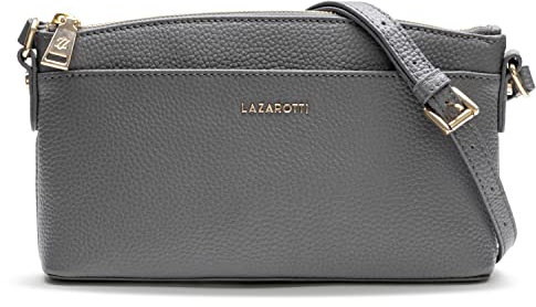 Lazarotti Bologna Leder Umhängetasche Damen | verstellbarer Schultergurt | mittelgroße Crossbody Bag | Schultertasche 24 cm