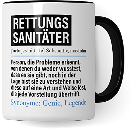 Tasse Rettungssanitäter lustig, Rettungs-Sanitäter Geschenk Beruf, Spruch Kaffeebecher Krankenwagen Geschenkidee, Beruf Rettungsdienst Rettungshelfer Kaffee-Tasse Teetasse Becher