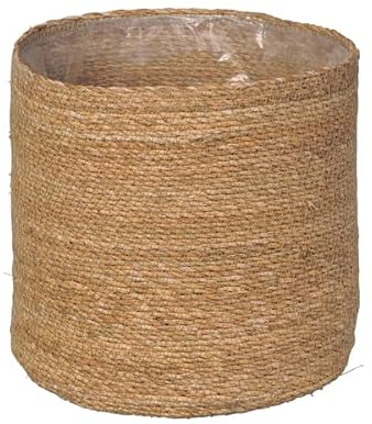 SMPLY. Macetero Semirígido Redondo Cesta Mimbre Ideal para Macetas o Tiestos Válida para Interiores o Terrazas Cubremacetas De Yute Natural (Natural, 25 x 25 cm)
