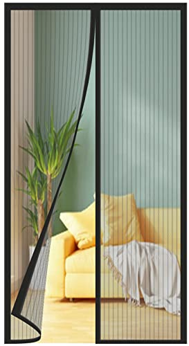 Moustiquaire Magnétique 80x215 cm, Rideau Anti Moustique pour Porte de Balcon, Salon, Extérieure, Coulissante - Noir