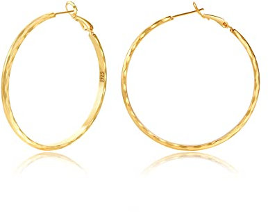 Creolen aus Sterling Silber,Gold Silber große Creolens für Damen 14 Karat echt Vergoldet Große Dünne Hypoallergen Kreis Endlose Creolen, 20/30/40/50/60/70 mm für Mädchen