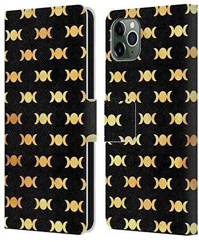 Head Case Designs Licenciado Oficialmente Haroulita Luna Oro Celestial Carcasa de Cuero Tipo Libro Compatible con Apple iPhone 11 Pro MAX