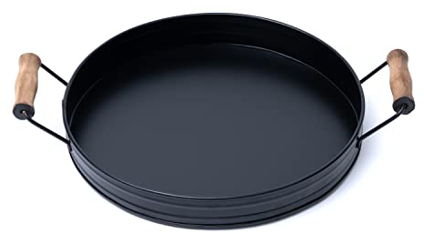 Matt Black Premium Metal Serving Tray with Handles - Premium Decorative Home Décor 29cm - Cosmetic Serving Tray and Platter - Makeup Organiser and Plate - Jewellery, Perfume, Candle, Coffee