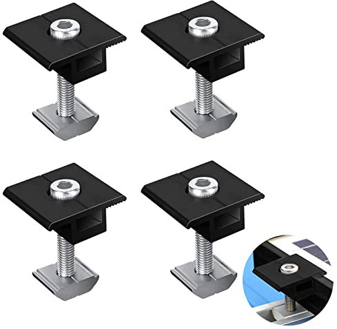 4 Stück Solarmodul Halterung 35mm Aluminiumlegierung Solarpanel Halterung Befestigung für PV Module Halterung Mittelklemmen Halterung Mittelklemme 35mm Schwarz für Gerahmte Panels