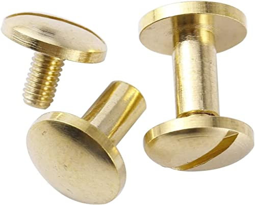 10 ensembles Rivets en Cuir Boutons en Laiton Massif Vis à Clous pour le Cuir les Bagages les Cadres Photo et Autres Objets Artisanaux, 4×6×8mm