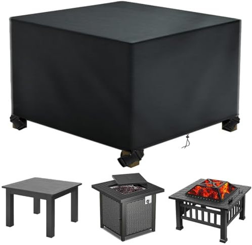 Aipwerer Abdeckung Gartenmöbel Wasserdicht, Abdeckplane für Gartenmöbel Winterfest, 420D Schutzhülle Abdeckhaube für Gartentisch Garten Möbel Tisch Rechteckig (Schwarz, 125x125x75cm 600D)