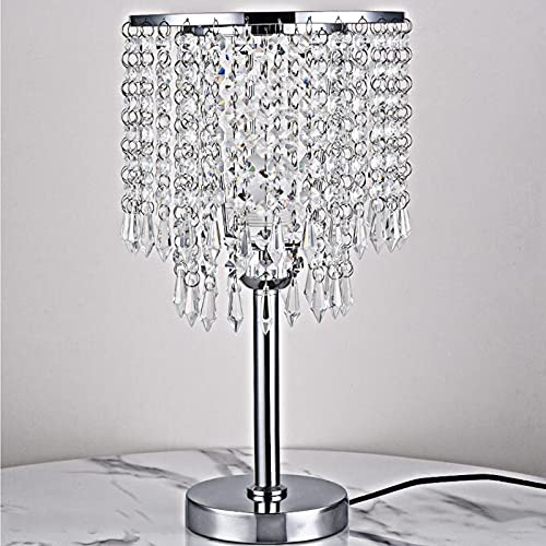 Tischlampe, Kristallglas Nachttischlampe, Kristall Tischleuchte, Heimtischlampe, Lampenschirm mit Runder Standfuß, Elegante Moderne Tischlampen Heimtischlampe für Schlafzimmer Wohnzimmer Deko