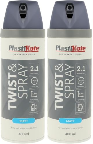 Plasti-Kote 23102 400ml Premium Spray Paint - Matt Grey (Pack of 2)