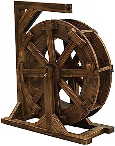 Hölzerner Wasserrad-Brunnen-Wasserfall-Außenrad-Brunnen-Vintage-rustikaler Outdoor-Indoor-Zier-Wasserwagen Für Garten, Hinterhof, Terrasse, Teich, Pool, Balkon, Veranda Oder Hof,Durchmesser 90 cm