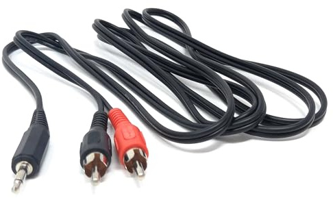 DRUT 2m 3.5mm Mono Male Jack Plug to 2 x RCA Phono Red/Black Plugs Audio | Durable, reliable connectors. No drivers needed, plug & play. Great for Hi-Fi systems, laptops, phones, mixers, and...