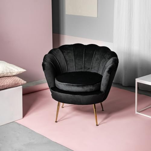 HOMLA Sessel Wohnzimmersessel Relaxsessel Polstersessel Samt Shelly Velours schwarz 82x74x76 cm