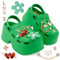 CityComfort Clogs for Women Platform Heeled Clogs Removable Charms Slip On Garden Mule Indoor Outdoor Holiday Essentials (3/4 UK, Green)