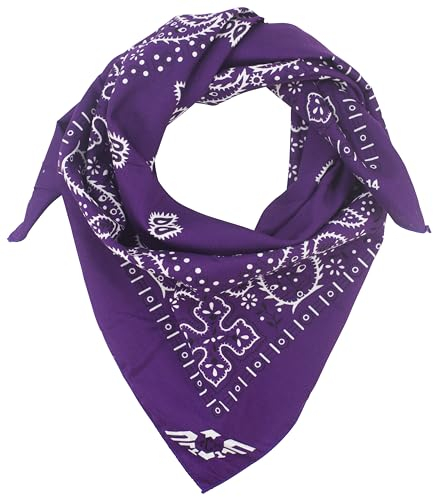 fashionchimp XXL Nicki-Halstuch aus 100% Baumwolle, 70x70 cm, Unisex Bandana, Halstuch, extra groß (Paisley-Lila)