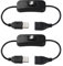 KUOQIY 2 Pièces 0.28m USB Câble avec Interrupteur ON/OFF Câble D'extension Ligne, Câble USB avec Interrupteur Marche/Arrêt, pour LED Bureau Lampe LED Bande, Noir