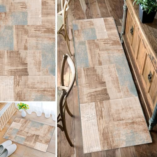 Bleockth Teppich Läufer Flur, Waschbar rutschfest 40x160cm Flurteppich Flurläufer Lange Küchenläufer für Korridor Schlafzimmer, Modern Küchen Teppich Polyester Anpassbar