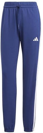 adidas Women's Essentials 3-Stripes French Terry Cuffed Pants, Dark Blue/White, XXL