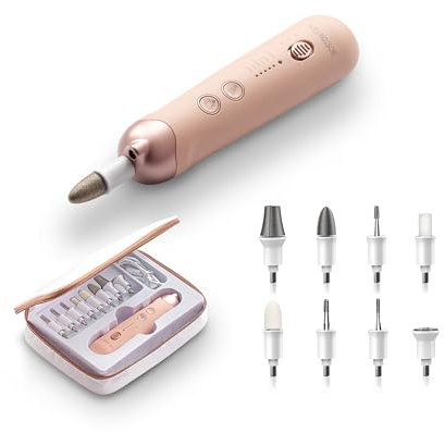 Torno para Uñas Profesional Boston Tech, Lima Eléctrica Recargable 9 en 1 con 5 Velocidades, Rotación Bidireccional, Bajo Ruido y Estuche, Ideal para Manicura y Pedicura, Portátil, Carga Rápida USB
