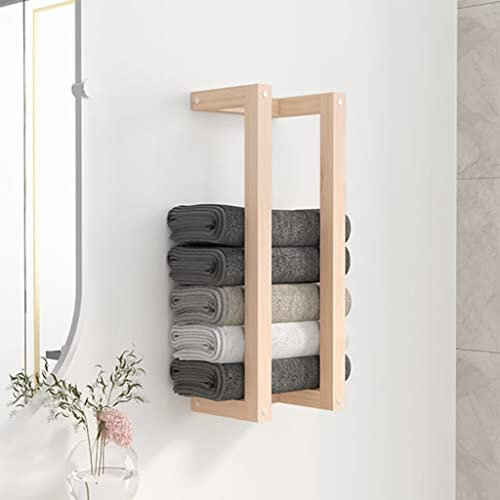 Tidyard Porte-Serviette 23x18x60 cm Bois de pin Massif, Porte Serviette Salle de Bain avec Barres, Support de Serviettes pour Salle de Bain, Cuisine, Placard