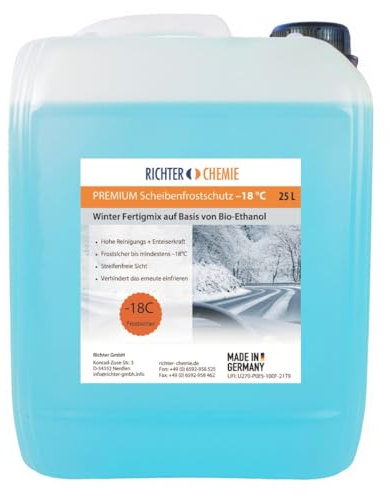 Richter Chemie | 25 Liter Premium Scheibenfrostschutz | -18°C Wischwasser Fertigmix Auto Scheibenwaschanlage 1 x 25LKanister