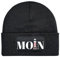 Mütze Beanie Moin Leuchtturm Wintermütze Statement Spruch Print Geschenk Unisex Strickmütze für Herren & Damen - Schwarz