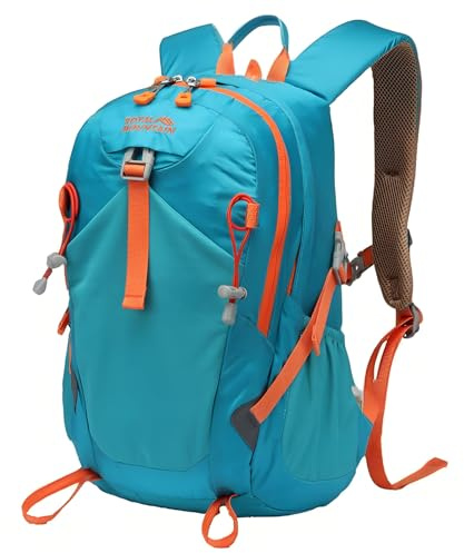 Lightweight Hiking Backpack, 30L Women/Men Waterproof Travel Rucksack Bag with Rain Cover, Outdoor Small Foldable Daypack for Student, Fit for 15.6 inch Laptop (Lake Blue, 30L)