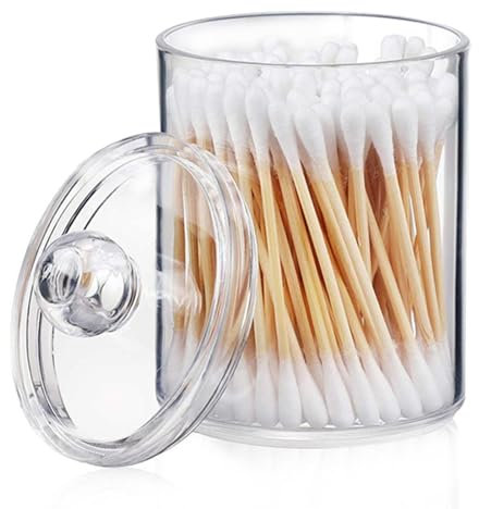 Porte-coton-tige – Organisateur de boules de coton en acrylique transparent | Boîte de vanité de salle de bain pour le rangement et l'organisation | Distributeur pour ronds de coton, tampons et écouvi