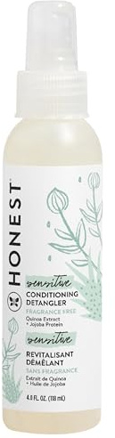 The Honest Company Fragrance-Free Conditioning Hair Detangler Tear-Free Hypoallergenic Leave-In Conditioner and Fortifying Spray for Sensitive Skin 4 fl oz