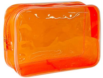 TotePrint Trousse de toilette en PVC transparent en 1 couleur vive, grande capacité, Orange - 1 pièce, Moderne