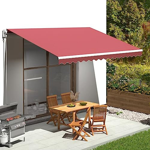 AUVYI Tissu de rechange pour store banne - 4,5 x 3,5 m - Bordeaux - Protection solaire - Accessoire de store