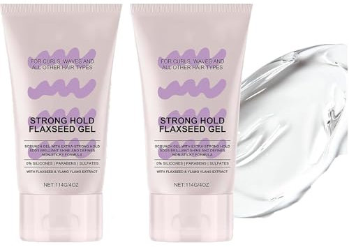Leinsamengel mit starkem Halt, extra starkes Scrunch-Gel für definierte Locken, Locken-Styling – ganz natürlich, langanhaltend und natürlicher Glanz für lockiges (2PCS)