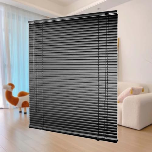 Persianas Venecianas para Cocina Estores de Aluminio Privacidad Persiana Enrollables Interior Láminas de Aluminio 25mm para Hogar Oficina Puertas Ventanas(Negro)
