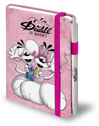 Diddl - Notizbuch A6 Rosa + Stift 80 linierte Seiten – niedliches Schreibwaren zum Schreiben im Alltag – kompaktes Format, ideal für Kinder & Fans der 90er Jahre