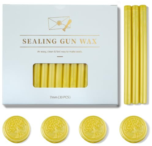 30Pcs Pearlescent Yellow Wax Seal Sticks, 7mm for Mini Glue Gun Sealing