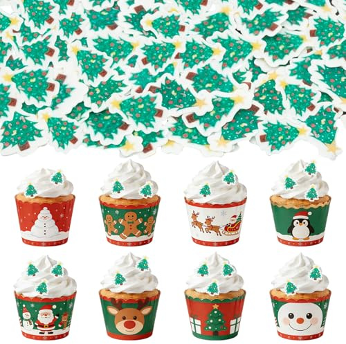 100 Stück Tortendeko Weihnachten Essbar, Zuckerfiguren Weihnachten, Zuckerdekor weihnachtenN
