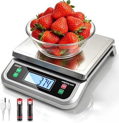 YBVXYV kitchen scales 40kg Stainless Steel with Tare Function and 6 Units | Large Food Scale, with LCD Display Baking Scales, for Cooking Bakery Counting Weighing Scale Digital Scale Silver