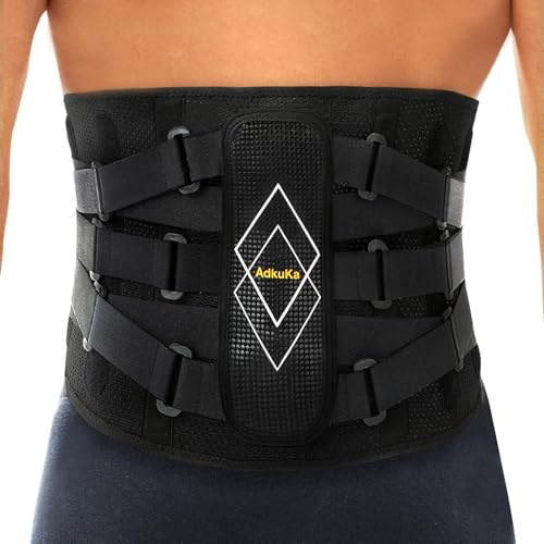 AdkuKa Back Brace for Lower Back Pain Women Men - 10x Maximum Compression and Adjustable - Lumbar Support Belt with 3D Pad - Ergonomic and Breathable 3D Material - for Herniated Disc,Sciatica (L)