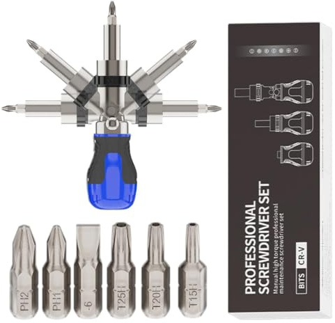 Cacciavite Magnetico a Rachet | Set Portatile con Punte Multiple Regolabili a 180 Gradi,Set Magnetico di Cacciaviti a Cricchetto,per riparazione fai da te di computer, occhiali, bicicletta, mobili, au