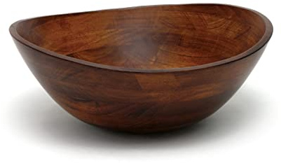 Lipper International Rubberwood Wavy Rim Bowl with Cherry Finish for Fruits, Salads, or Popcorn, Large, 13 x 12.5 x 5, 155.54 Fl. Oz., Single Bowl