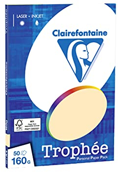 Clairefontaine 4156C - Ries Druckerpapier / Kopierpapier Clairalfa PPP, DIN A4, 160g, 50 Blatt, Chamois, 1 Ries